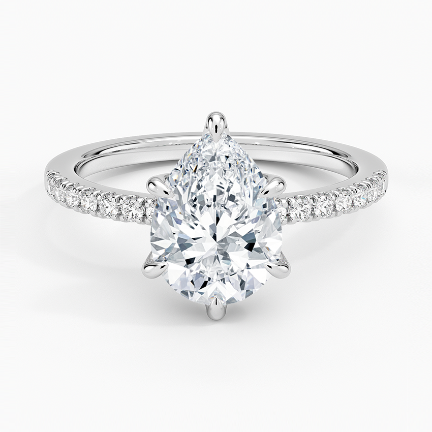 Bliss Six-Prong Diamond Ring (1/6 ct. tw.) - Pear Center Stone
