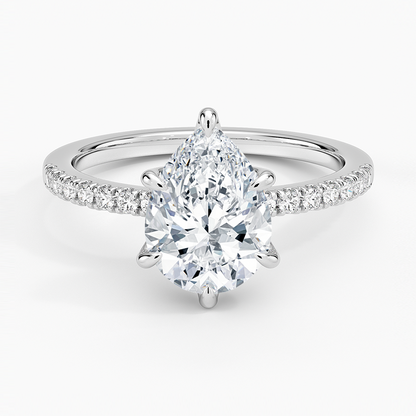 Bliss Six-Prong Diamond Ring (1/6 ct. tw.) - Pear Center Stone