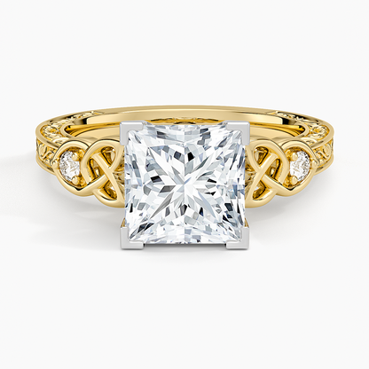 Aberdeen Celtic Diamond Ring - Princess Cut Center Stone