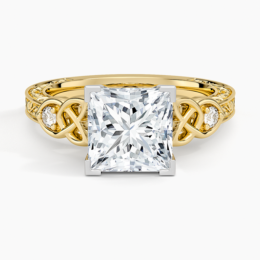 Aberdeen Celtic Diamond Ring - Princess Cut Center Stone