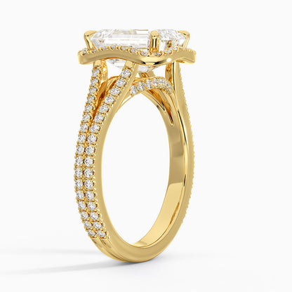 Fortuna Halo Diamond Ring (1/2 ct. tw.) - Emerald Cut Center Stone