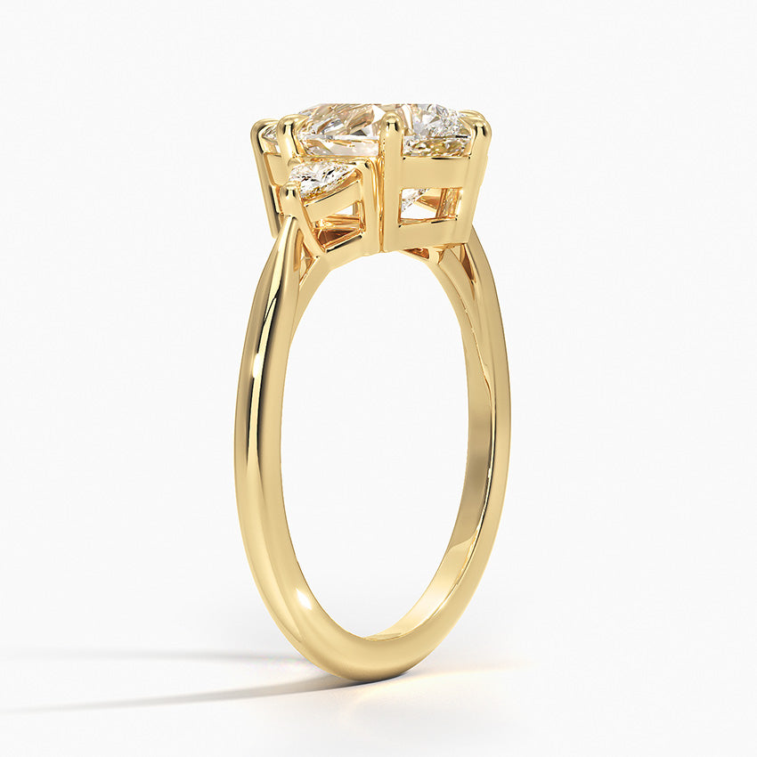 Trillion Cut Three Stone Diamond Ring - Pear Cut Center Stone