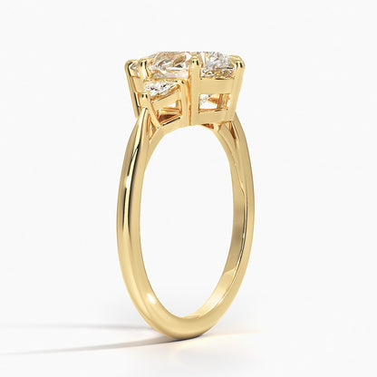 Trillion Cut Three Stone Diamond Ring - Pear Cut Center Stone