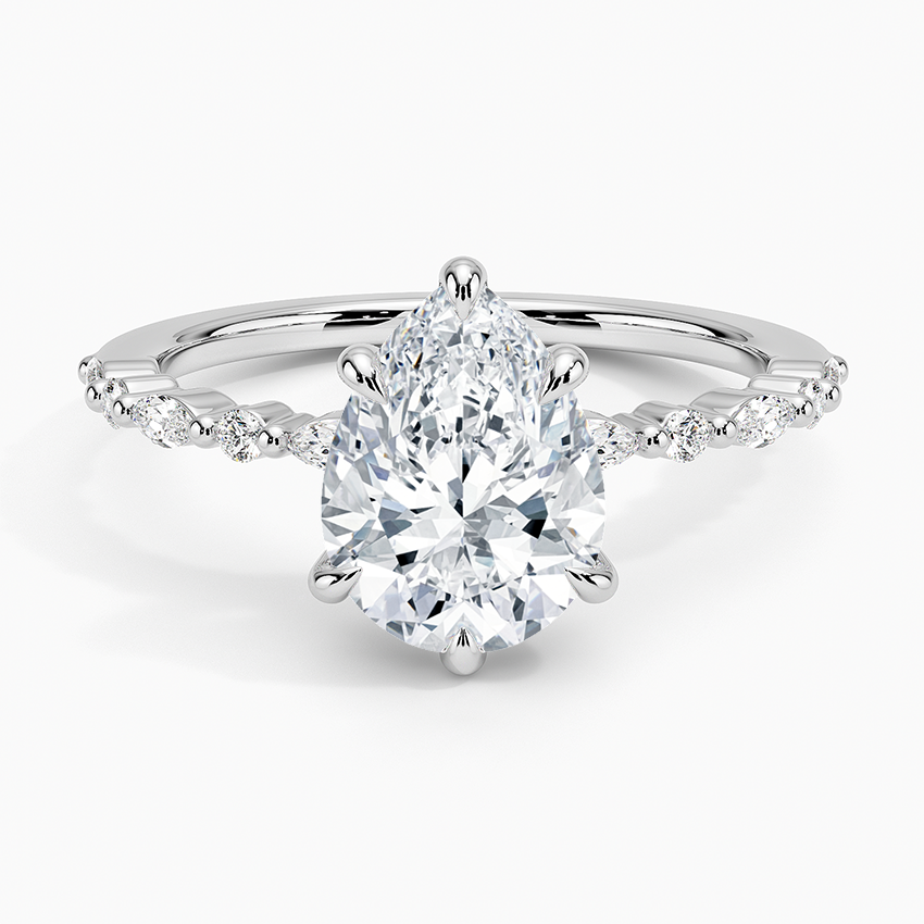 Delicate Versailles Diamond Ring - Pear Center Stone