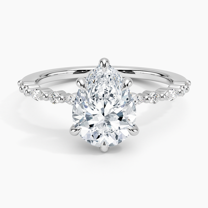 Delicate Versailles Diamond Ring - Pear Center Stone
