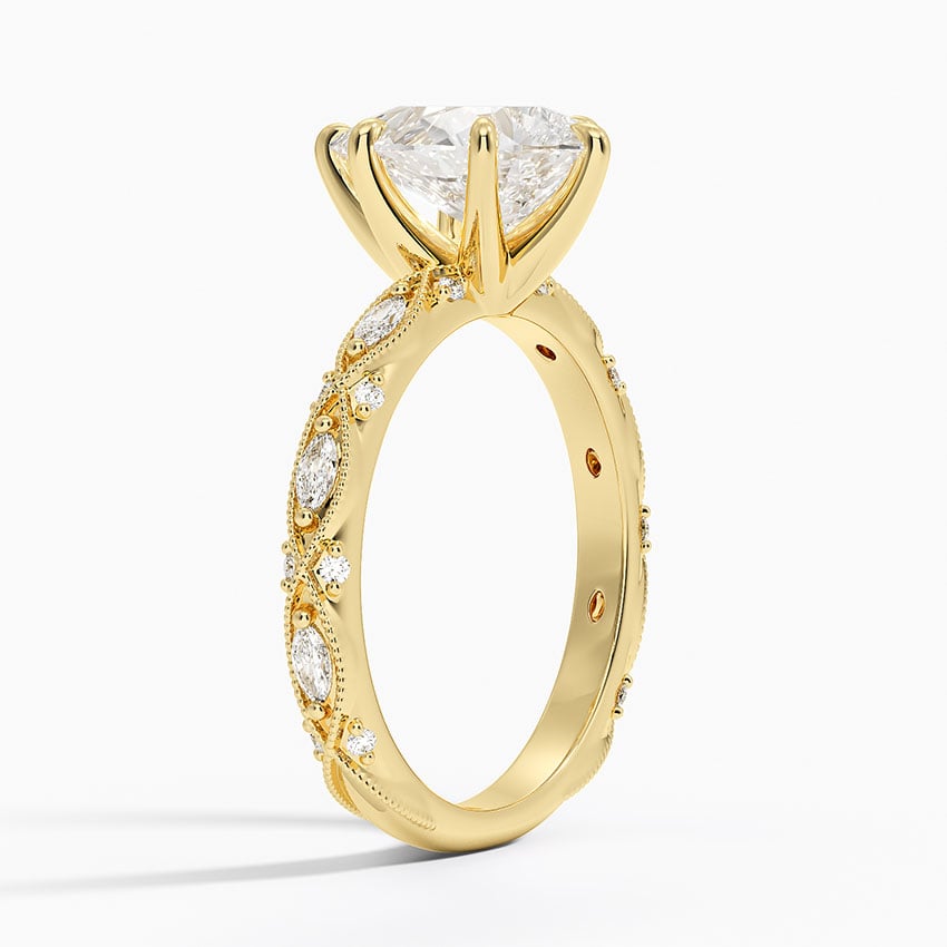 Celestia Milgrain Diamond Ring (1/4 ct. tw.) - Pear Center Stone