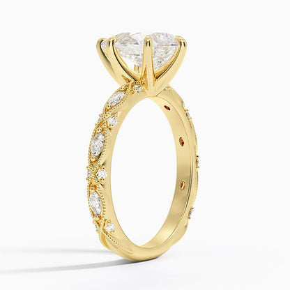 Celestia Milgrain Diamond Ring (1/4 ct. tw.) - Pear Center Stone