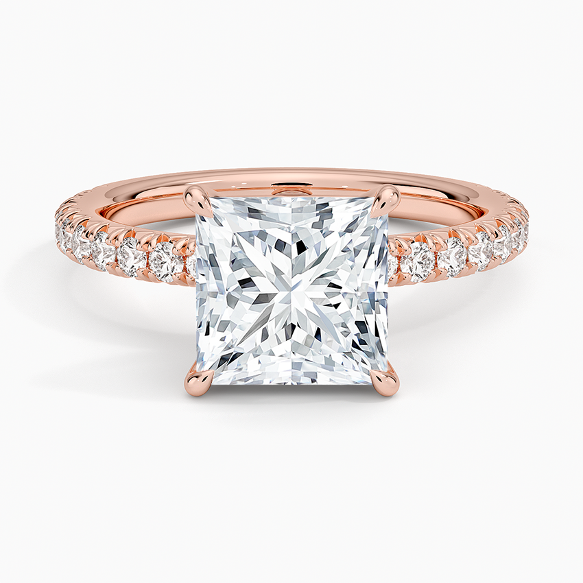 Amelie Three-Quarter Coverage Diamond Ring - Princess Cut Center Stone