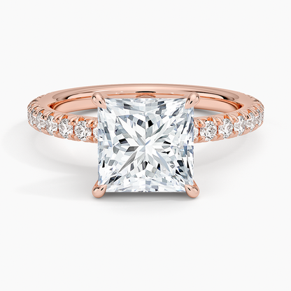 Amelie Three-Quarter Coverage Diamond Ring - Princess Cut Center Stone