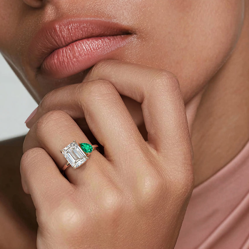 Viridian Toi et Moi Diamond Ring