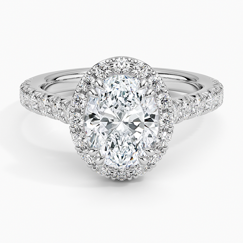 Sienna Halo Half Coverage Diamond Ring (2/3 ct. tw.) - Oval Center Stone