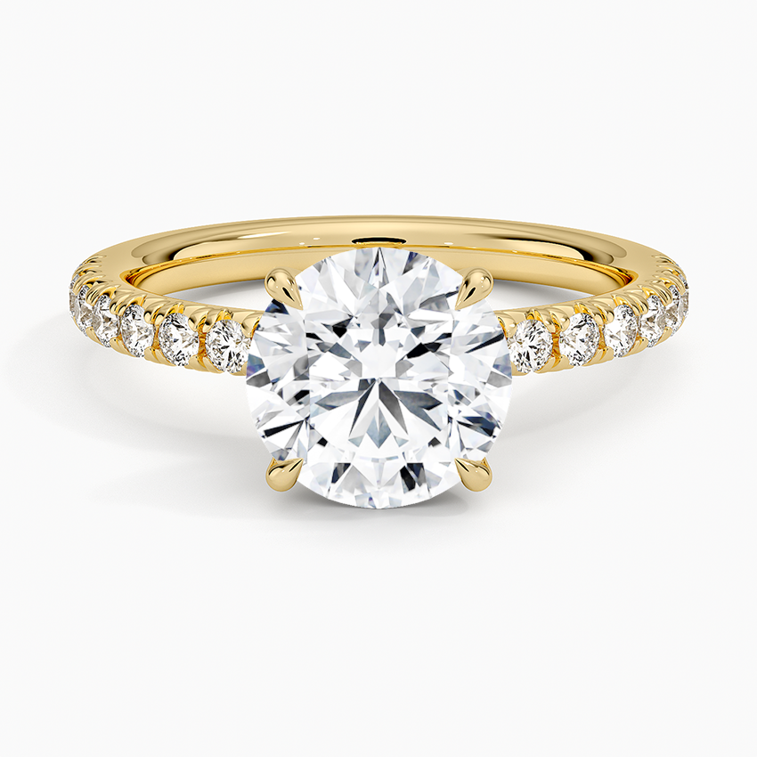 Amelie Half Coverage Diamond Ring - Round Center Stone