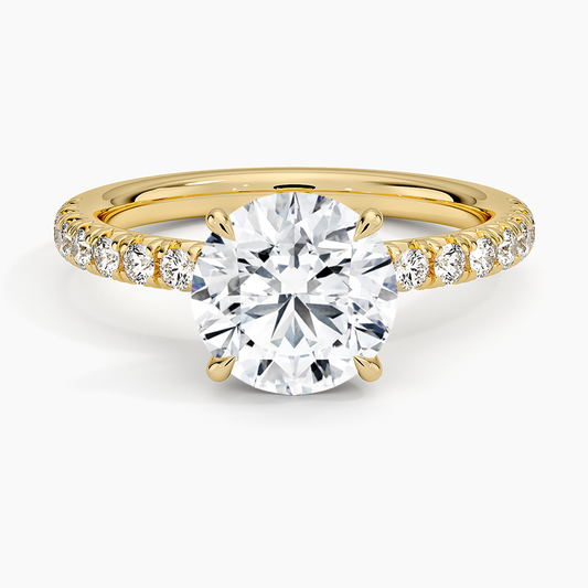 Amelie Half Coverage Diamond Ring - Round Center Stone