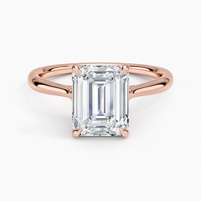 Freesia Cathedral Solitaire Ring - Emerald Cut Center Stone