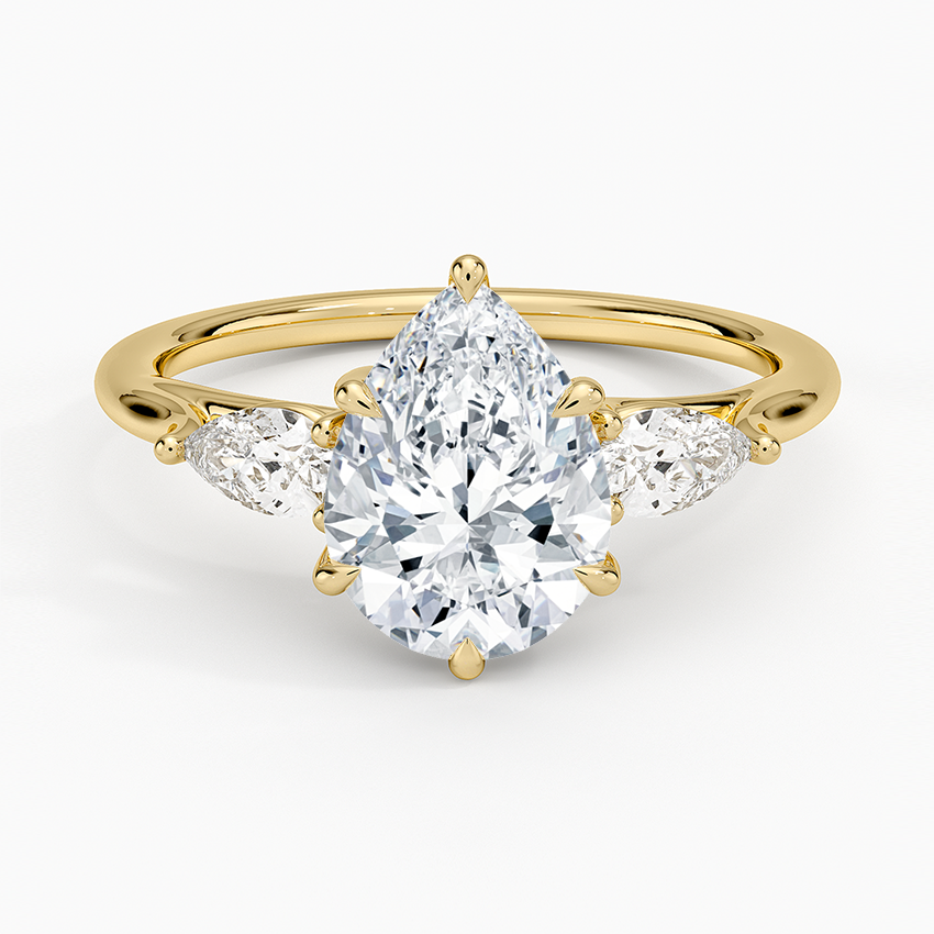 Luxe Delilah Three Stone Pear Diamond Ring - Pear Center Stone