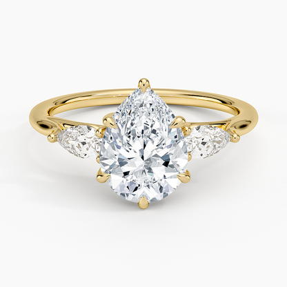 Luxe Delilah Three Stone Pear Diamond Ring - Pear Center Stone