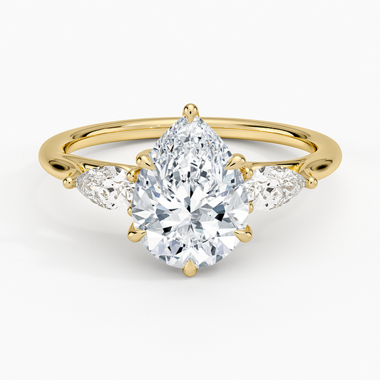 Luxe Delilah Three Stone Pear Diamond Ring - Pear Center Stone