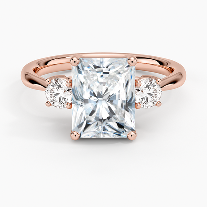 Selene Three Stone Diamond Ring (1/3 ct. tw.) - Radiant Cut Center Stone