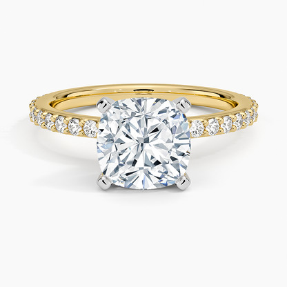 Petite Shared Prong Three-Quarter Coverage Diamond Ring (1/3 ct. tw.) - Cushion Cut Center Stone