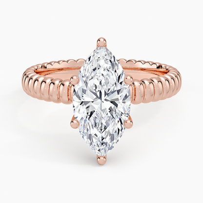 Petra Textured Solitaire Ring - Marquise Center Stone