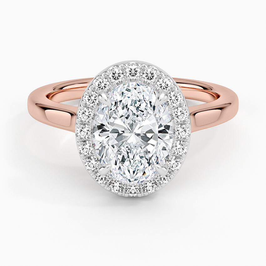 Platinum Mixed Metal Julia Halo Diamond Ring (1/5 ct. tw.) - Oval Center Stone