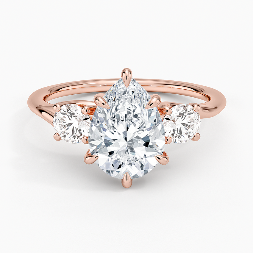 Luxe Delilah Three Stone Diamond Ring - Pear Center Stone