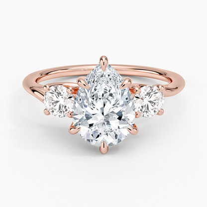 Luxe Delilah Three Stone Diamond Ring - Pear Center Stone
