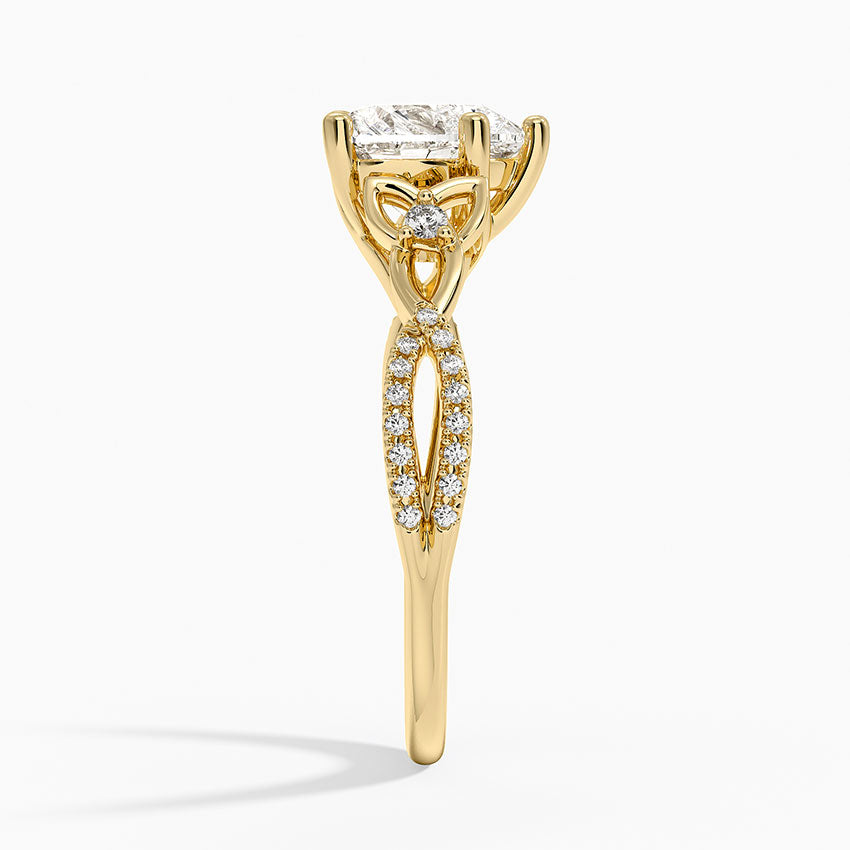 Luxe Celtic Love Knot Diamond Ring - Heart Cut Center Stone