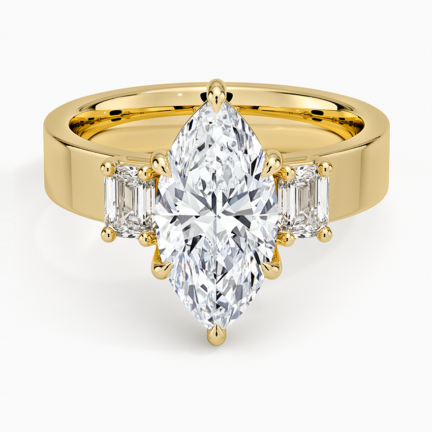 Peyton Emerald Cut Three Stone Diamond Ring (1/2 ct. tw.) - Marquise Center Stone