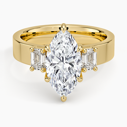 Peyton Emerald Cut Three Stone Diamond Ring (1/2 ct. tw.) - Marquise Center Stone