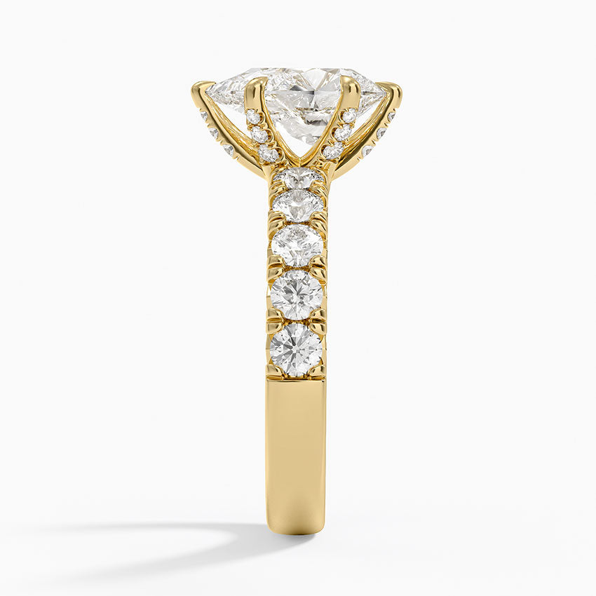 Ellora Half Coverage Diamond Ring - Pear Center Stone