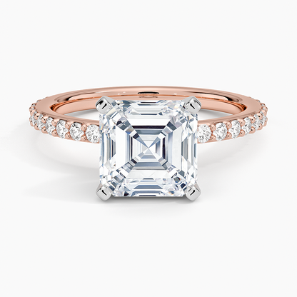 Petite Shared Prong Three-Quarter Coverage Diamond Ring (1/3 ct. tw.) - Asscher Cut Center Stone