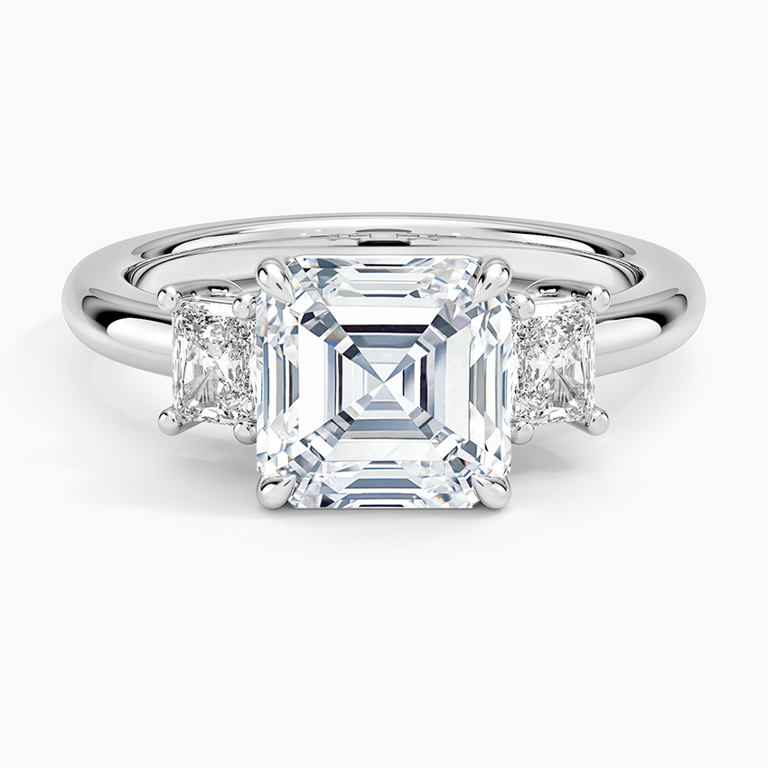 Helena Radiant-Cut Three Stone Diamond Ring (3/8 ct. tw.) - Asscher Cut Center Stone