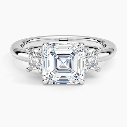 Helena Radiant-Cut Three Stone Diamond Ring (3/8 ct. tw.) - Asscher Cut Center Stone