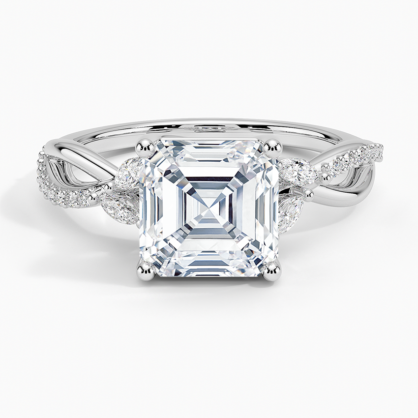 Petite Twisted Willow Diamond Ring - Asscher Cut Center Stone