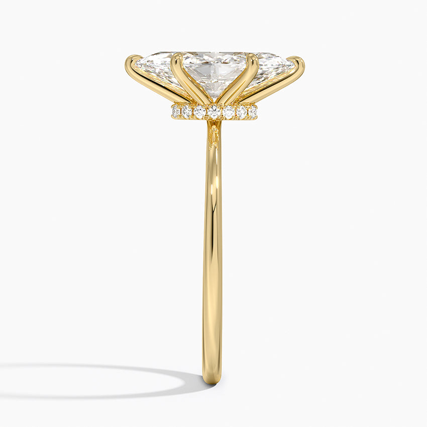 Petite Secret Halo Diamond Ring - Marquise Center Stone