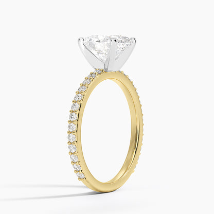 Petite Shared Prong Three-Quarter Coverage Diamond Ring (1/3 ct. tw.) - Oval Center Stone
