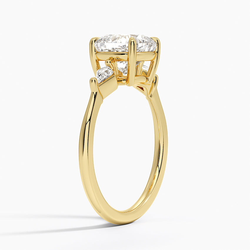 Cometa Three Stone Diamond Ring - Cushion Cut Center Stone