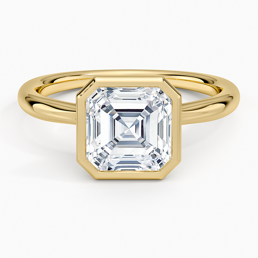 Freesia Bezel Solitaire Ring - Asscher Cut Center Stone