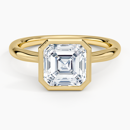 Freesia Bezel Solitaire Ring - Asscher Cut Center Stone