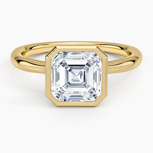Freesia Bezel Solitaire Ring - Asscher Cut Center Stone