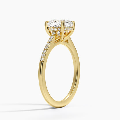 Lissome Half Coverage Diamond Ring - Cushion Cut Center Stone