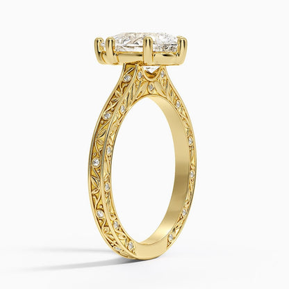 Grove Perfect Fit Engraved Diamond Ring (1/10 ct. tw.) - Pear Cut Center Stone