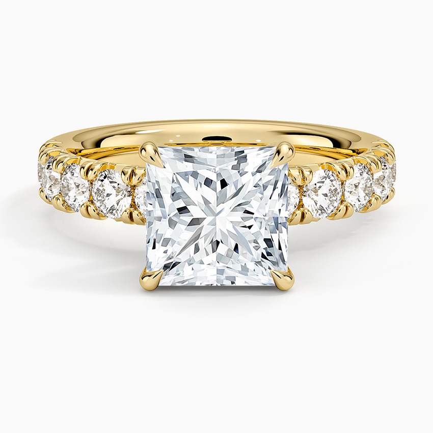 Ellora Half Coverage Diamond Ring - Princess Cut Center Stone