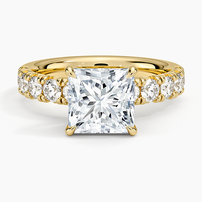 Ellora Half Coverage Diamond Ring - Princess Cut Center Stone