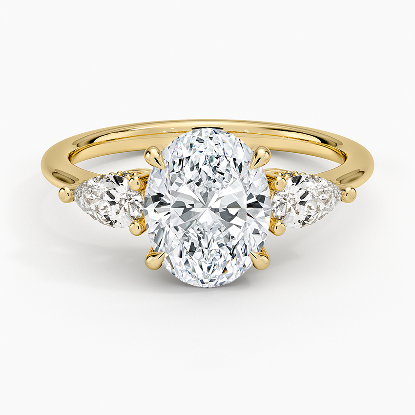 Adorned Opera Three Stone Diamond Ring (1/2 ct. tw.) - Oval Cut Center Stone