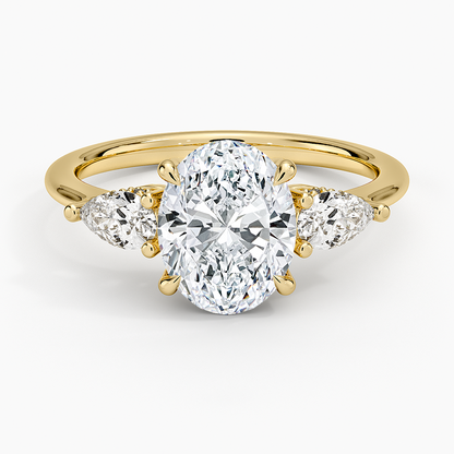 Adorned Opera Three Stone Diamond Ring (1/2 ct. tw.) - Oval Cut Center Stone