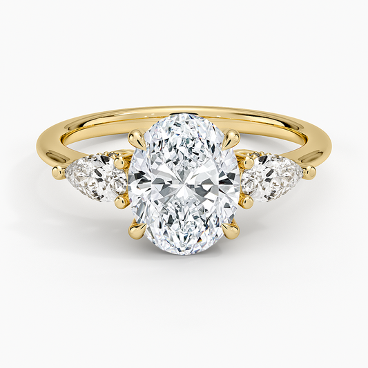 Adorned Opera Three Stone Diamond Ring (1/2 ct. tw.) - Oval Cut Center Stone