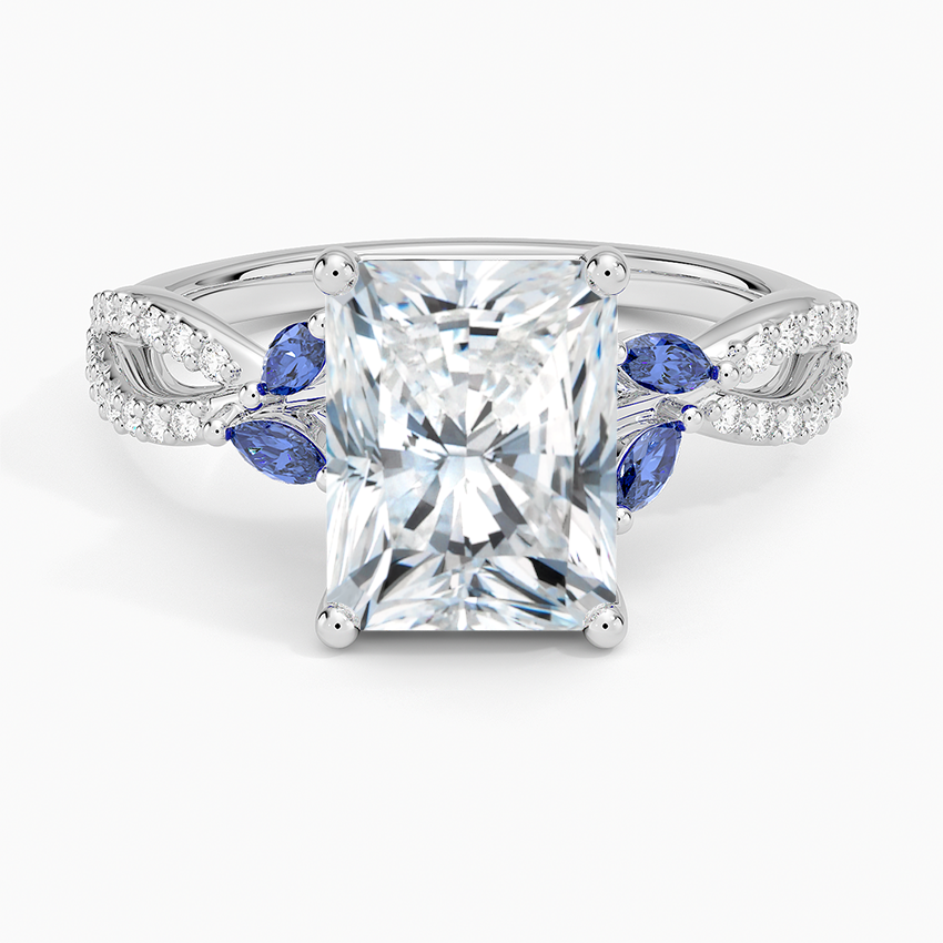 Luxe Willow Sapphire and Diamond Ring (1/8 ct. tw.) - Radiant Cut Center Stone
