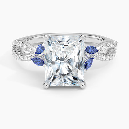 Luxe Willow Sapphire and Diamond Ring (1/8 ct. tw.) - Radiant Cut Center Stone